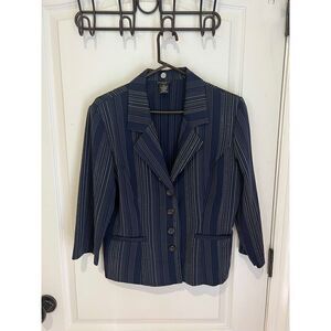 Vintage Courtenay Stretch blazer navy and white stripe size 12 petite